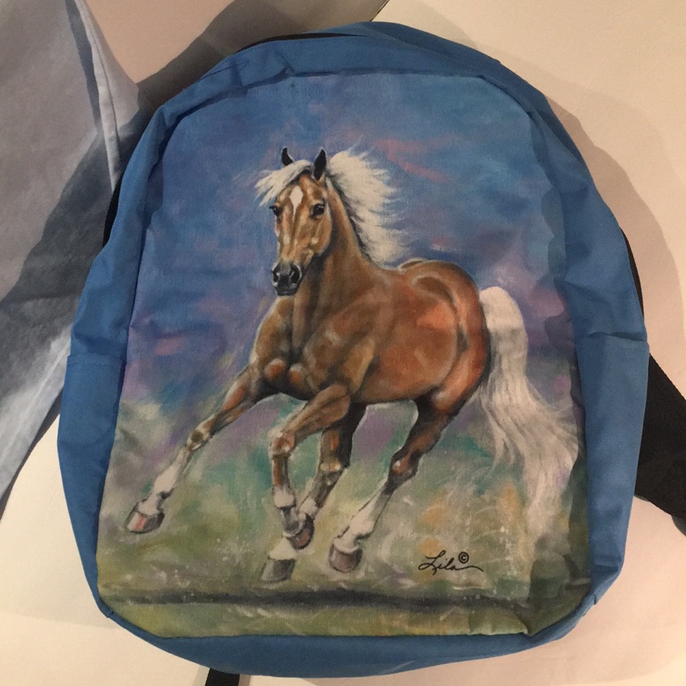 Lila Horse Girls Backpack & Horse Tee SET Girls L